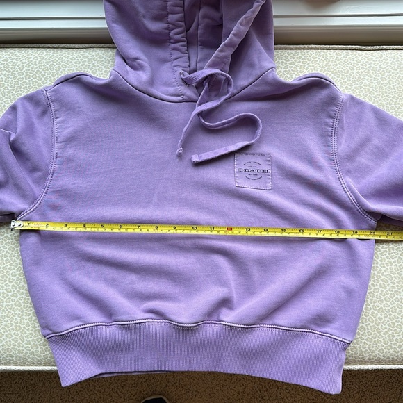 Coach Garment Dye Cropped Hoodie, Lavender, size XS with Coach patch on chest - Picture 6 of 9
